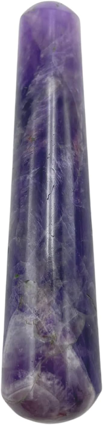 Varita de masaje de amatista con piedras preciosas  Imagen redondeada de cristal raíz chakra Kundalini Yoga Activador Varita 4″