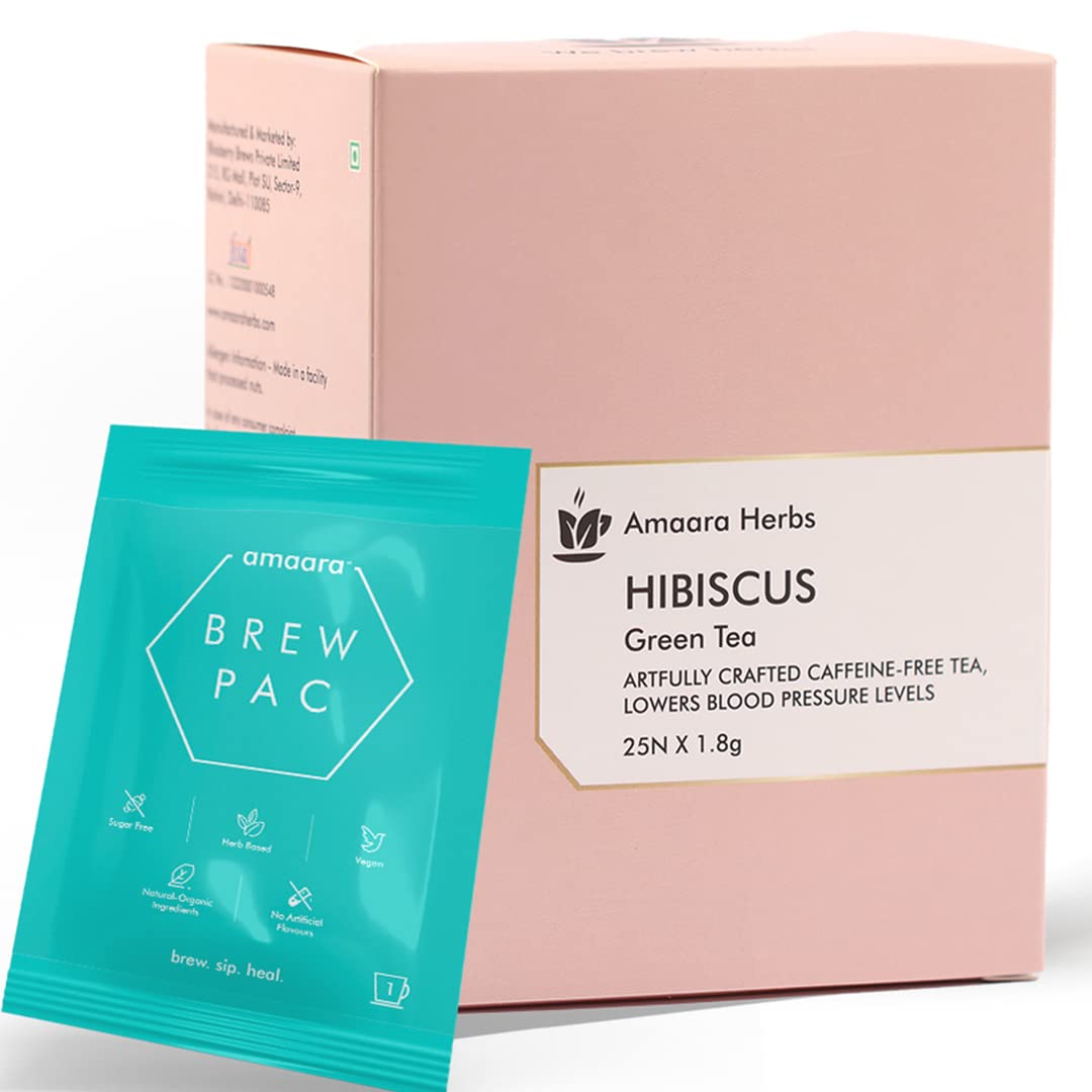 Té verde hibisco de Amaara  Hace 25 tazas  Té purificador de sangre  Bueno para el cabello y la piel  Flor de hibisco y té verde  Té de hierbas