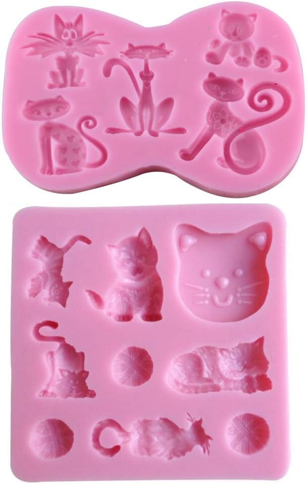 Molde de silicona con forma de gato pequeño, molde de pasta de goma para gatito, chocolate, caramelo, magdalena, herramientas de decoración de