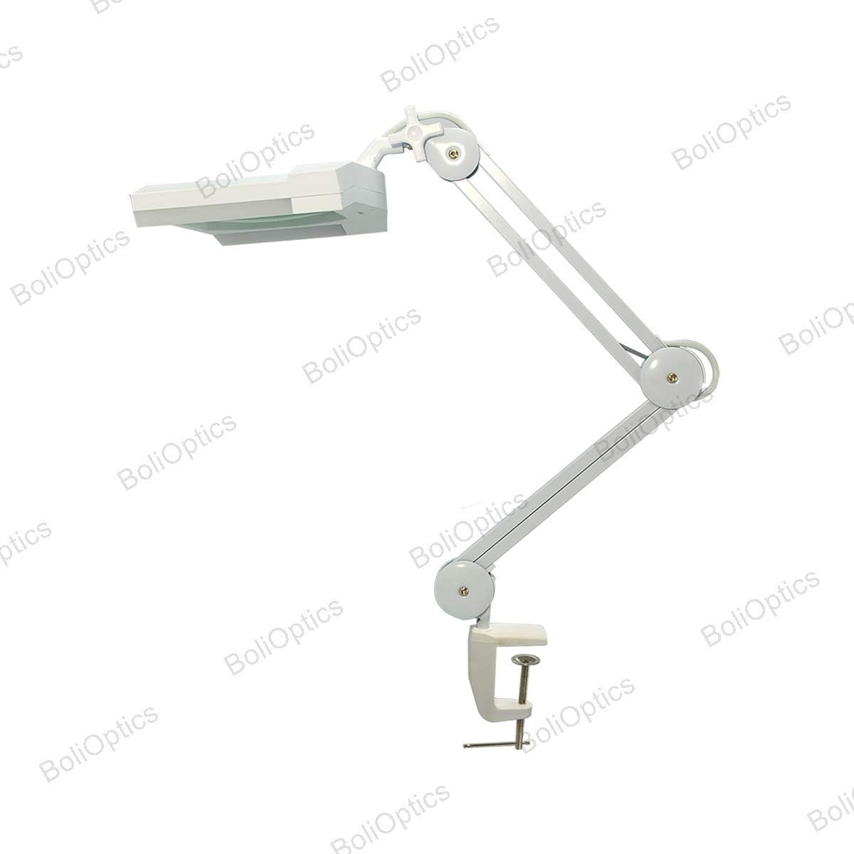 BoliOptics (Lente de vidrio) Lupa LED con luz, 5 dioptrías 2.25X, lente de vidrio de 7 x 6 pulgadas, brazo ajustable manos libres con abrazadera