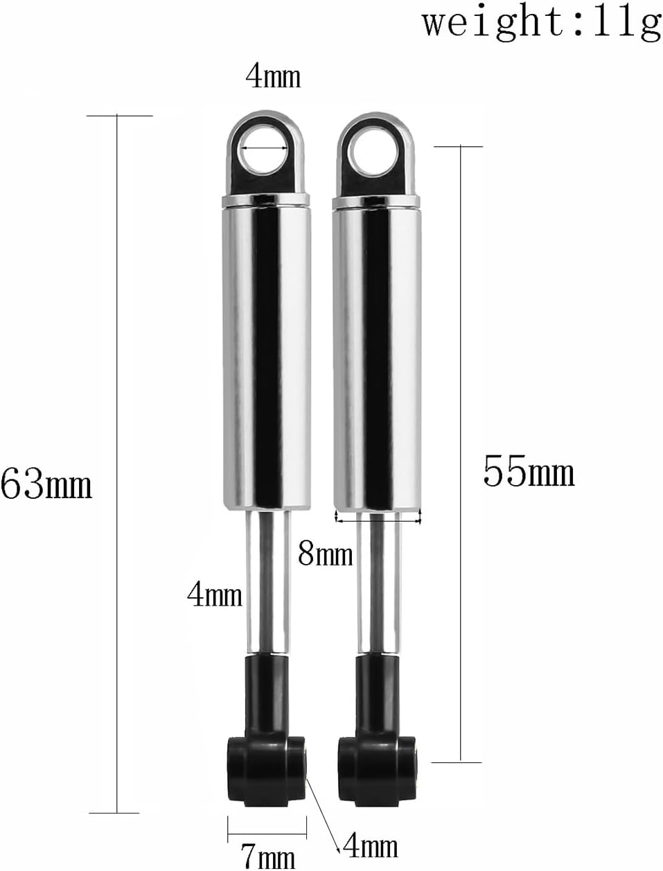 Amortiguador de aceite RC para camión RC 114 para camión de remolque Tamiya, piezas de actualización, amortiguador de suspensión (plateado)