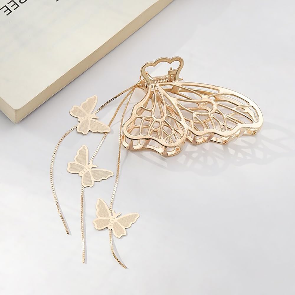 Pinzas para el cabello de mariposa, elegantes pinzas para el cabello para mujer, para boda, peinado, borla de mariposa dorada, accesorios para el