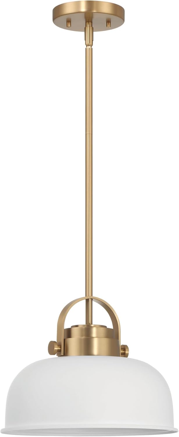 Robert Stevenson Lighting Arte – Lámpara de techo industrial de 2 tonos de metal, blanco y dorado