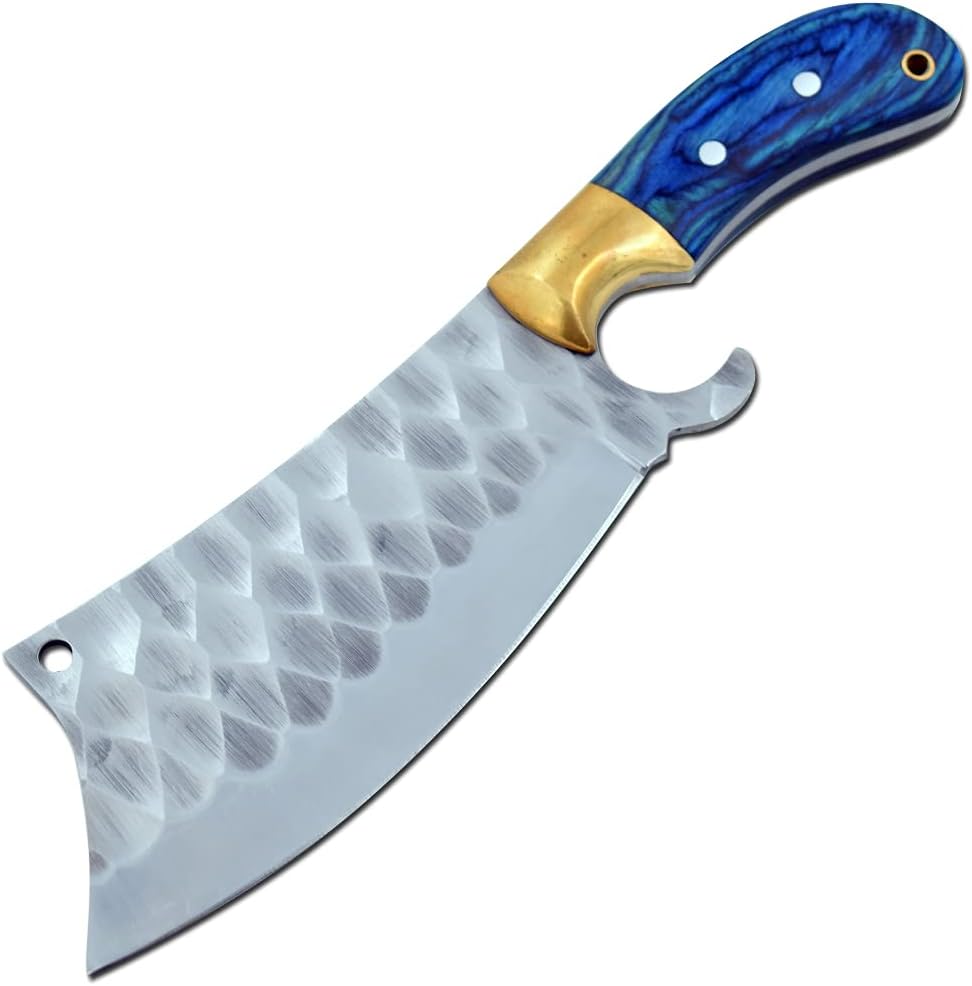 Wild Turkey Handmade Cuchillo de cocina de acero inoxidable 440 de 10 pulgadas con borde afilado de larga duración y mango de madera cómodo, para