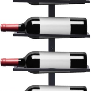LEYSRIS Estante de vino de pared de 8 niveles, fácil acceso, almacenamiento de metal para vino negro, ahorro de espacio, con 8 botellas LEYSRIS Estante de vino de pared de 8 niveles, fácil acceso, almacenamiento de metal para vino negro, ahorro de espacio, con 8 botellas
