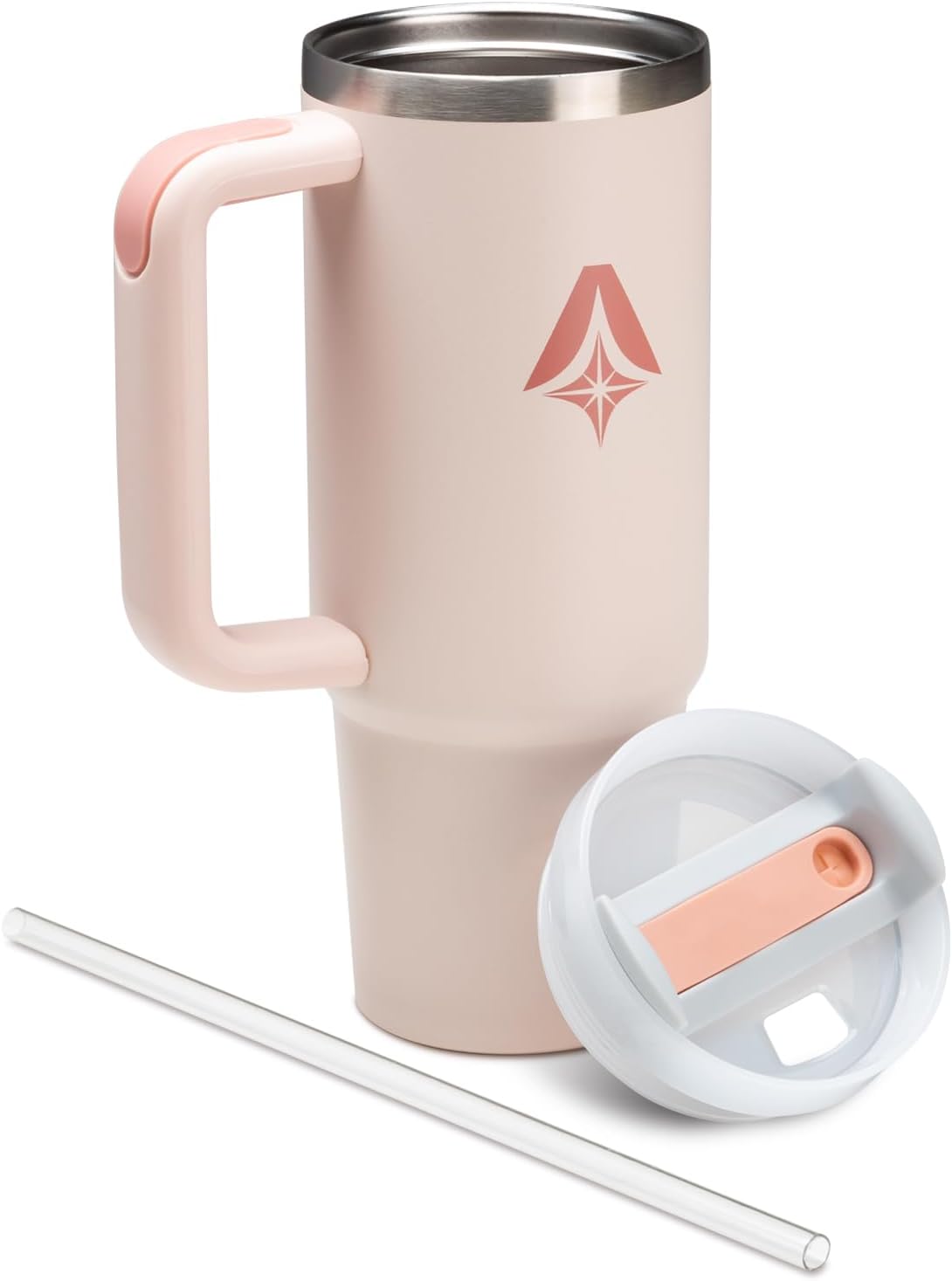 Pittman Outdoors Vaso de hidratación de 40 onzas con mango suave y cómodo, color rosa, taza de viaje para café y bebida