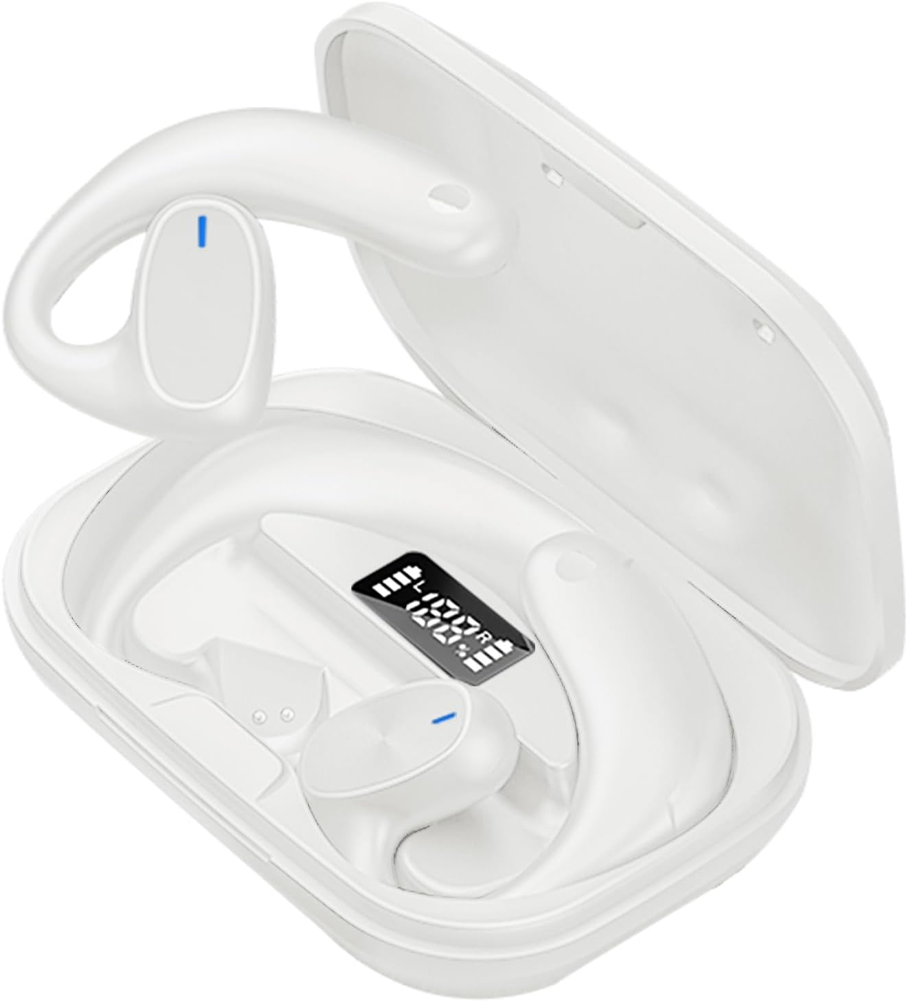 Tronikin Auriculares inalámbricos Bluetooth de oreja abierta, reproducción de 45 horas, impermeable, con pantalla de alimentación LED, funda de
