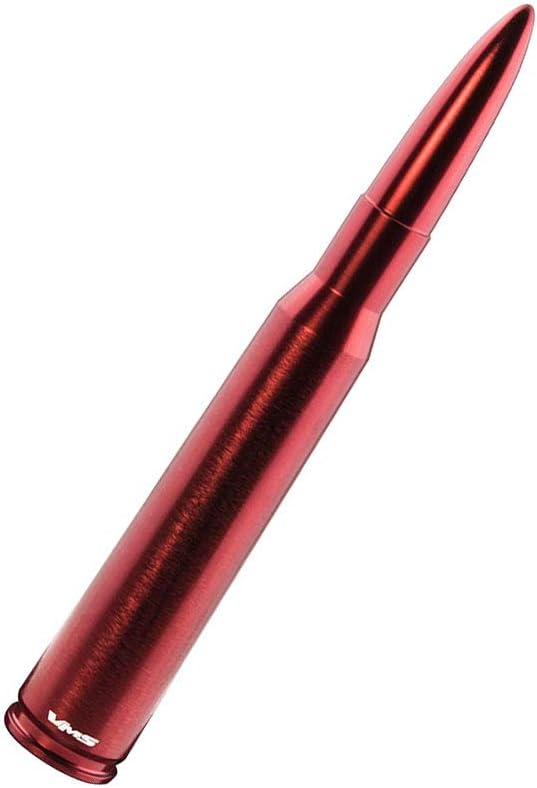 VMS Racing Antena de bala anodizada roja calibre 50, calibre pesado, mecanizado CNC, de aluminio, compatible con CHEVY SILVERADO 1500 2500 3500