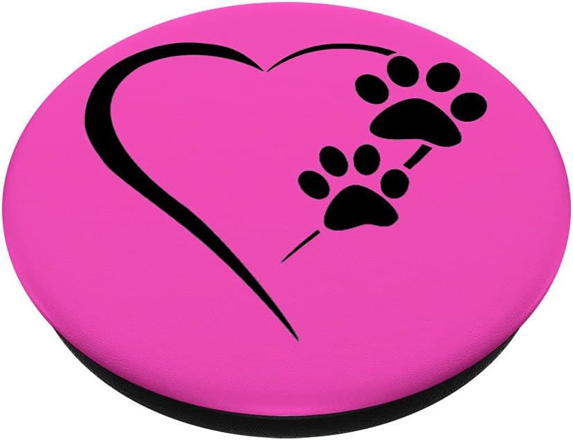 Pata de perro con diseño de corazón rojo con diseño de pata de perro, color negro