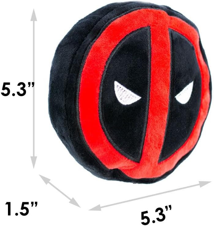 Buckle-Down Juguete para perros de peluche con logotipo de Deadpool rojo, negro y blanco, 8 “x 6”, DTPT-DPBO