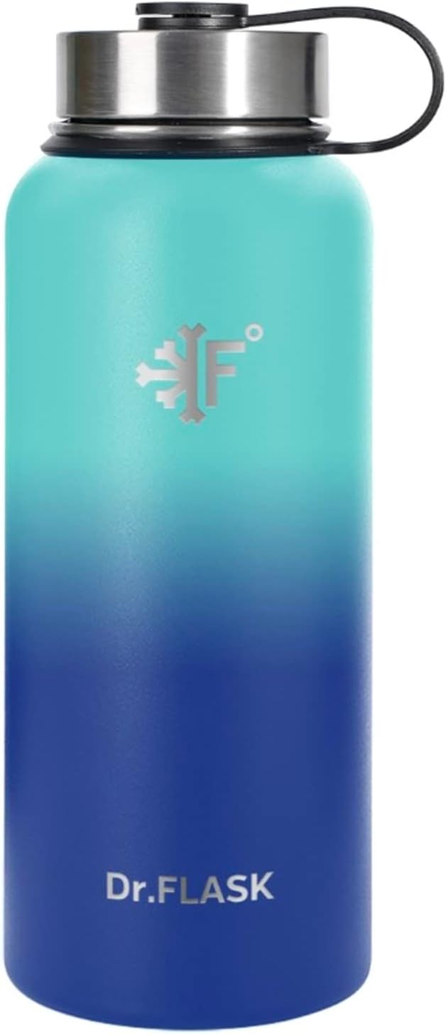 Botella de agua deportiva de 32 oz, 3 tapas (tapa con pajilla), a prueba de fugas de acero inoxidable con aislamiento al vacío, doble pared, taza
