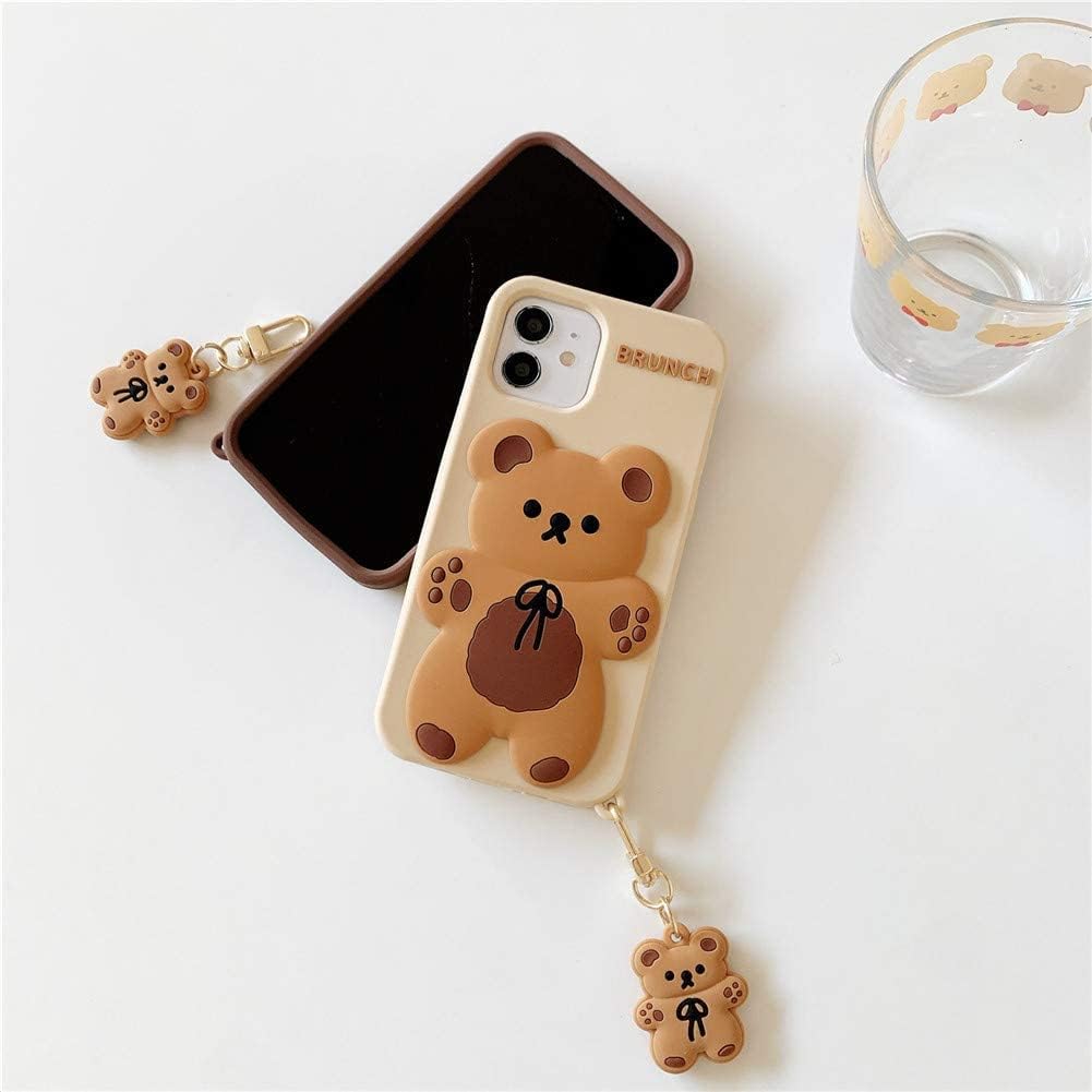 SGVAHY Funda de teléfono para iPhone 13, bonita funda para iPhone, funda de teléfono creativa con llavero de dibujos animados para iPhone, funda de