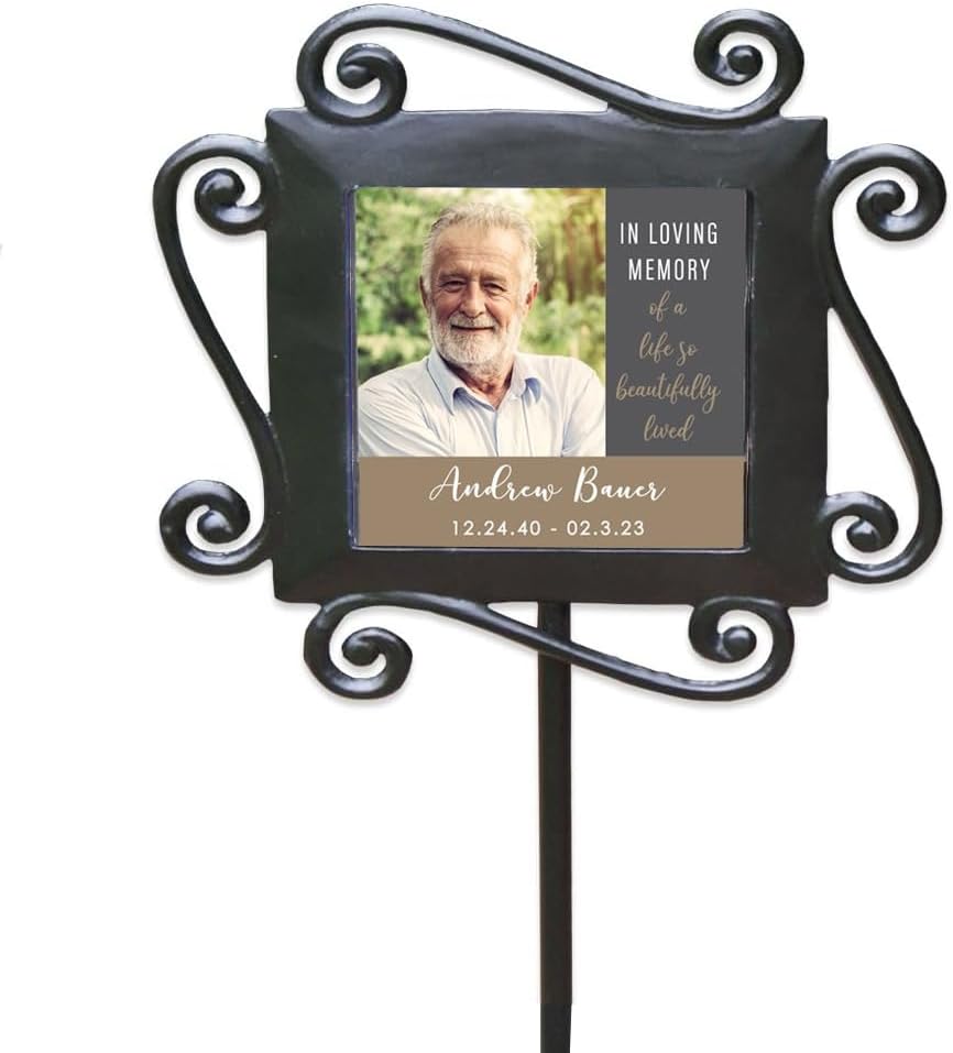 Beautiful Life – Estaca de jardín conmemorativa personalizada con foto