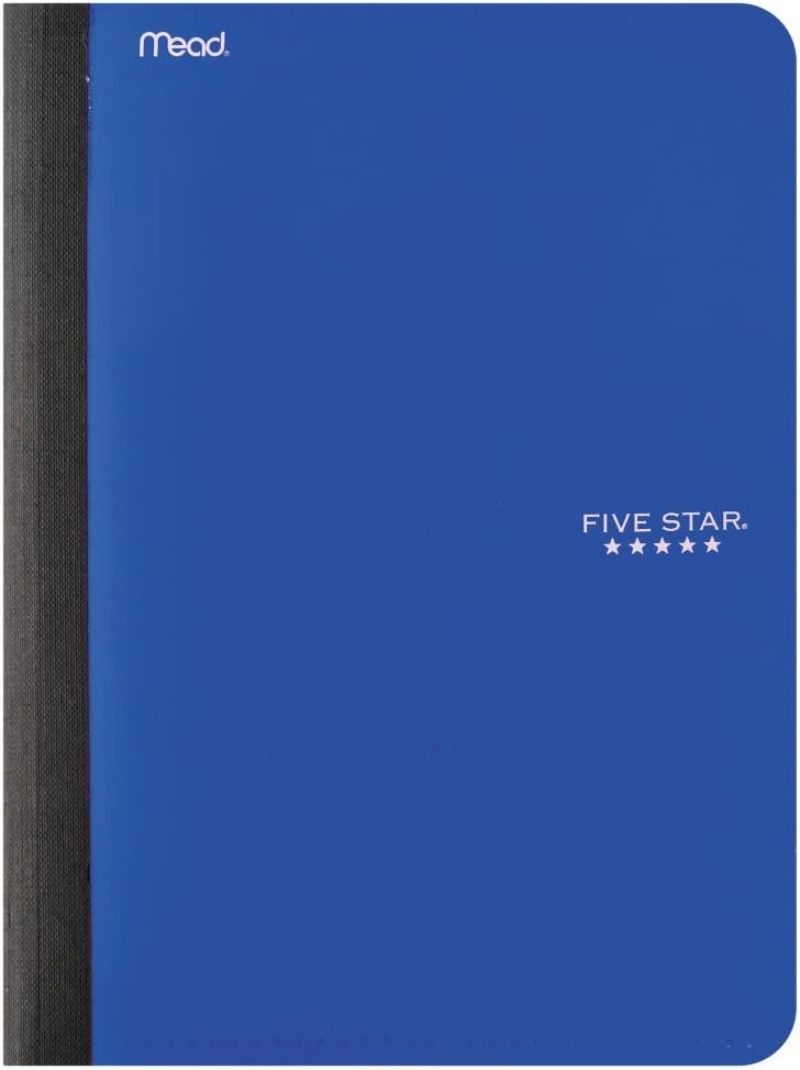 Five Star Libro de composición, cuaderno, con bolsillo, papel rayado universitario, 100 hojas, 9-34″ x 7-12″, color seleccionado para ti, 1 unidad