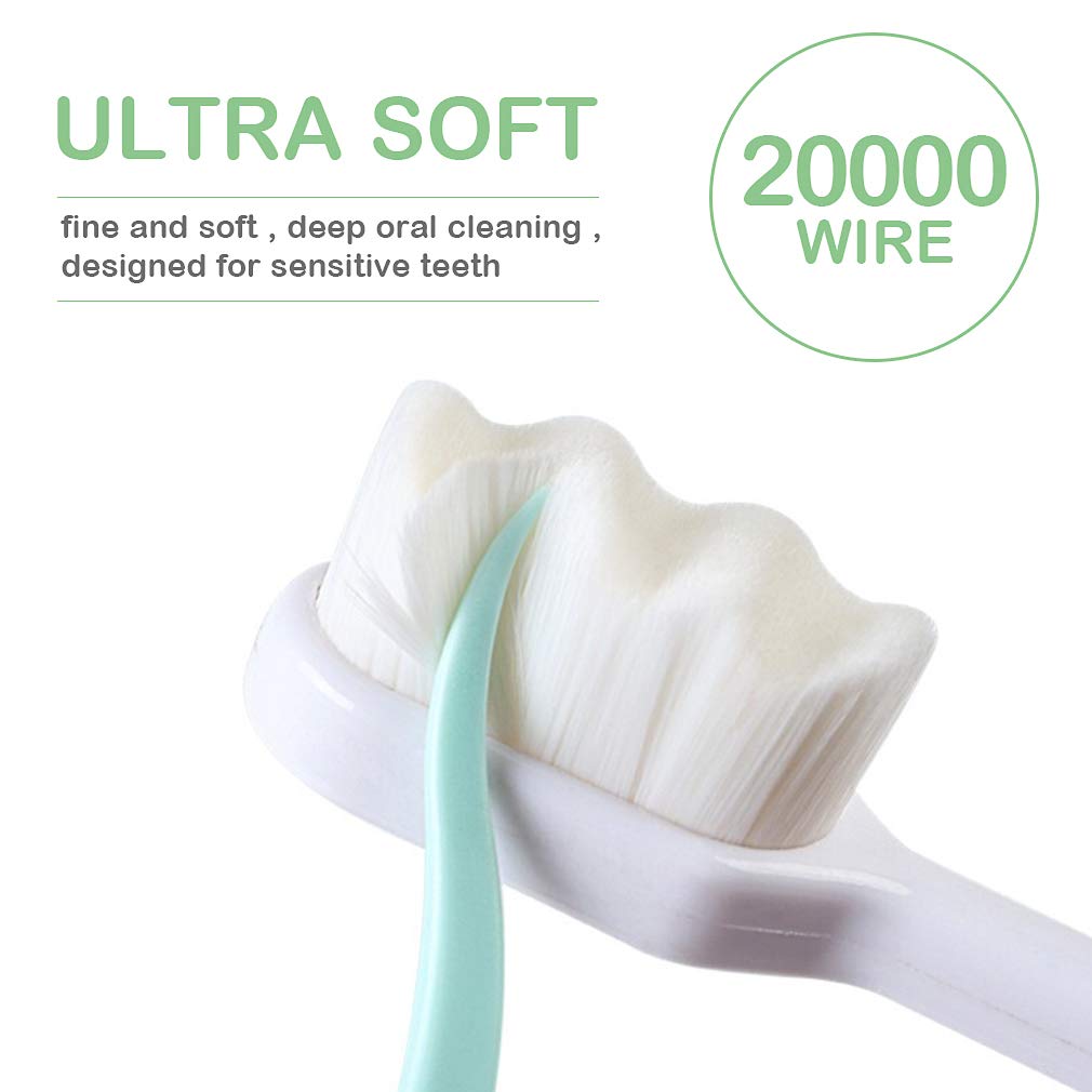 EasyHonor Cepillo de dientes extra suave para encías sensibles, cepillo de dientes manual de micropiel con cerdas de hilo dental suaves para mujeres