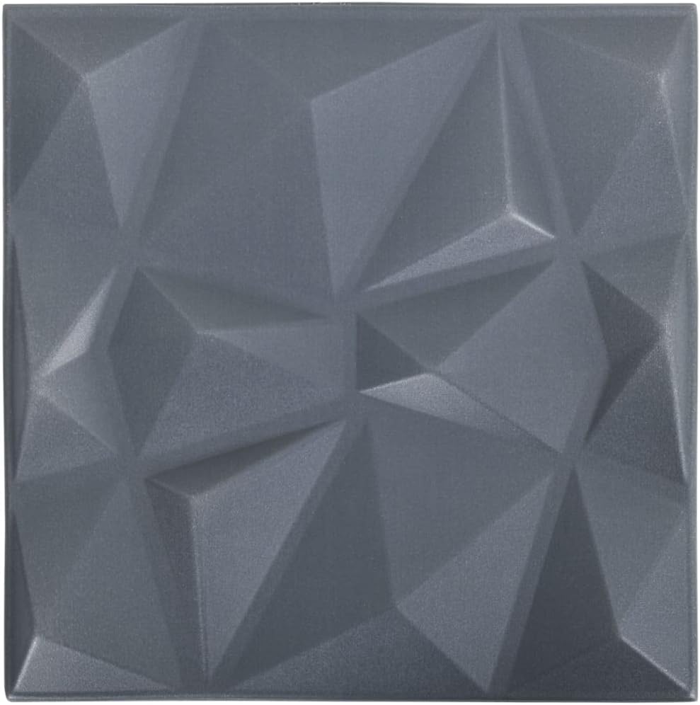 CHARMMA Paneles de pared 3D 48 piezas 19.7″x19.7″ Gris Diamante 129.2 ft-3538
