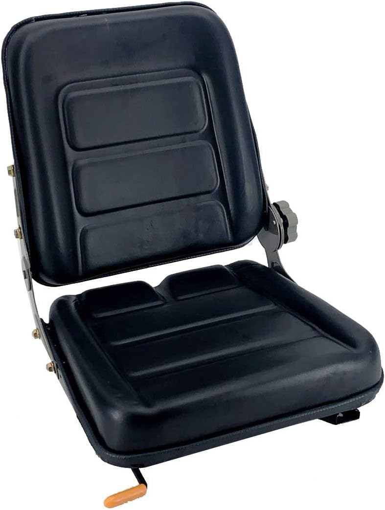 Cozyel Asiento de tractor de suspensión de PVC con ángulo de respaldo ajustable de 140  Negro  Se adapta a carretilla elevadora de excavadora,