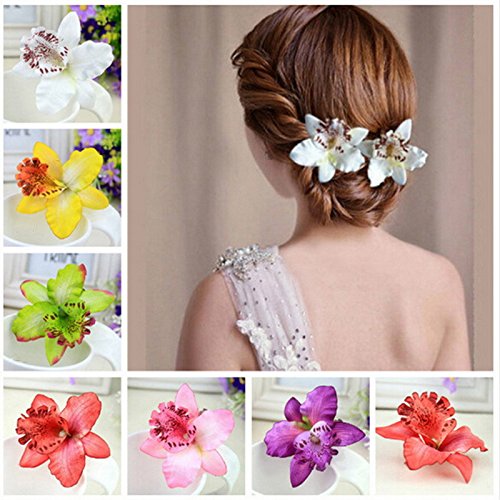 10 pinzas para el pelo de flores de gasa para mujer, diseño de mariposa, orquídea, cocodrilo, accesorios de boda, decoración de eventos de boda