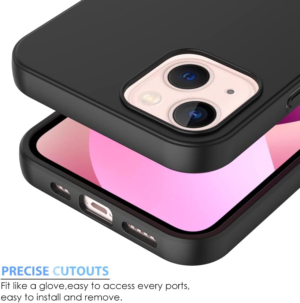 Puxicu Funda para iPhone 13, diseño delgado de TPU suave mate funda protectora para iPhone 13, negro
