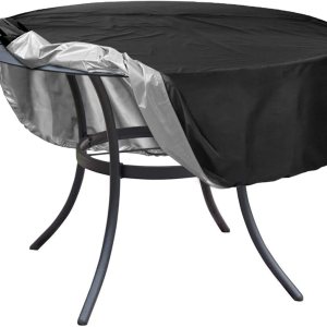 SELUGOVE Funda de mesa redonda, adecuada para mesa redonda de patio de 64 pulgadas de diámetro, tela Oxford de doble capa gruesa negra SELUGOVE Funda de mesa redonda, adecuada para mesa redonda de patio de 64 pulgadas de diámetro, tela Oxford de doble capa gruesa negra