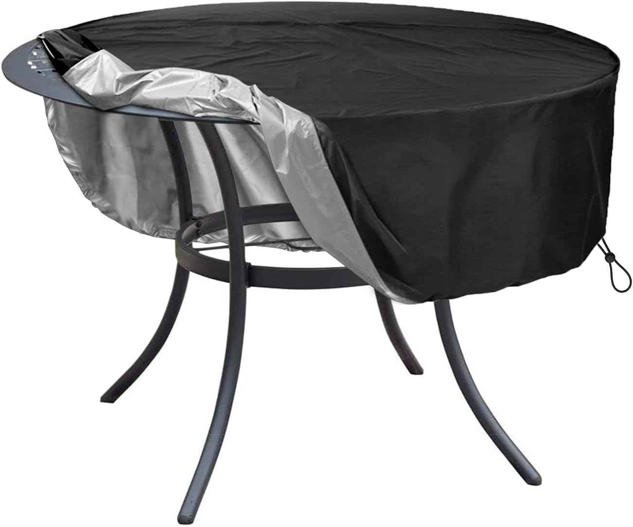 SELUGOVE Funda de mesa redonda, adecuada para mesa redonda de patio de 64 pulgadas de diámetro, tela Oxford de doble capa gruesa negra