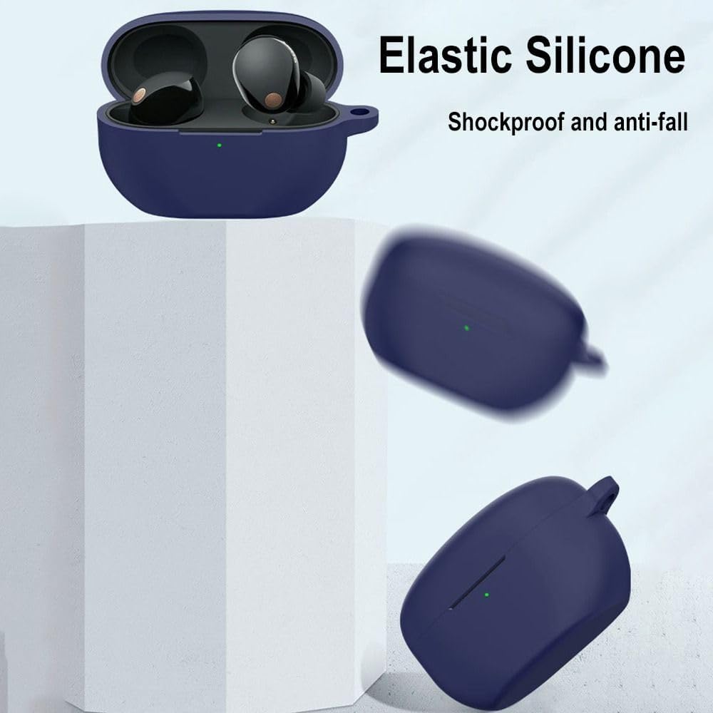 Funda de silicona compatible con Sony WF-1000XM5, LED visible diseño de puerto de carga a prueba de golpes, funda protectora de silicona suave con