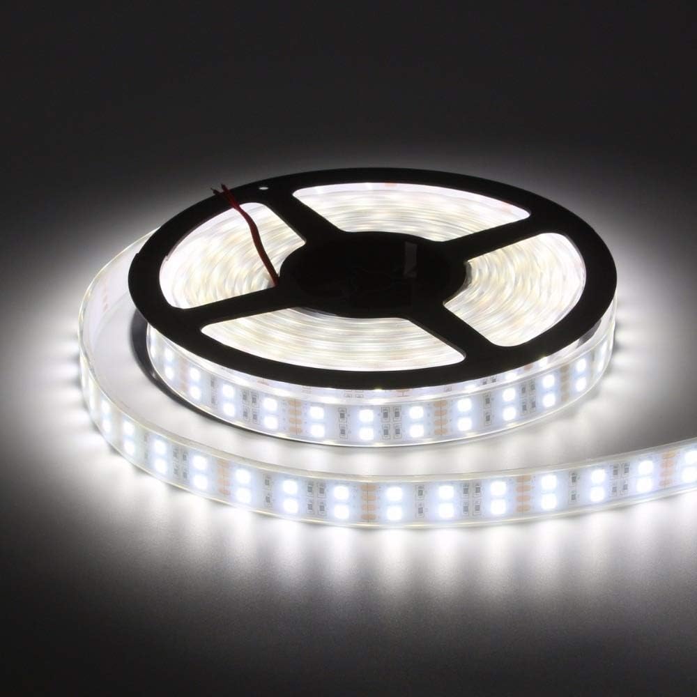 Accesorios de decoración LED, tira de luces LED RGB impermeable 5050 120 LEDSM DC12V RGBWW RGBW Cinta de neón flexible de doble fila de iluminación