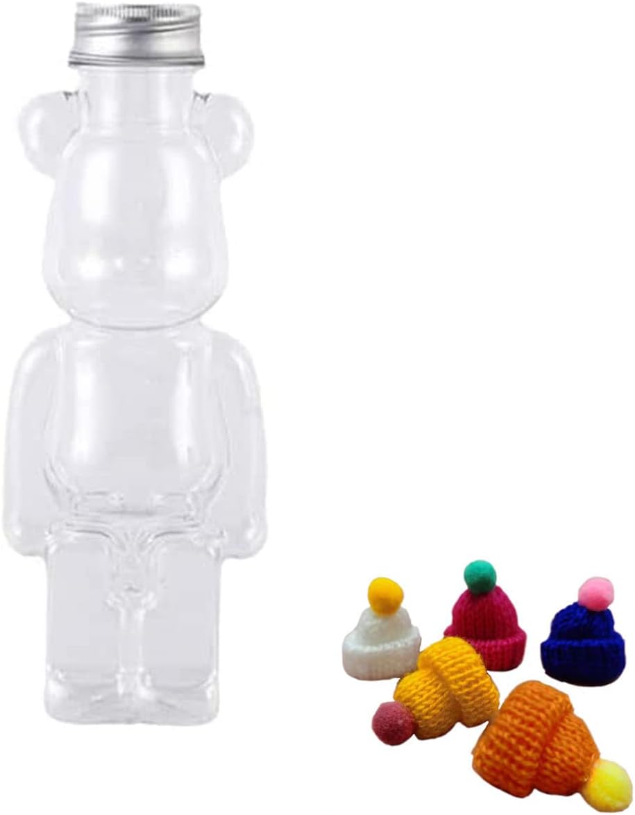 LELEBEAR Adorable botella de oso con diseño lindo y juguetón, sin BPA, funcional para el hogar y la cocina, perfecta para té con leche fría fría y