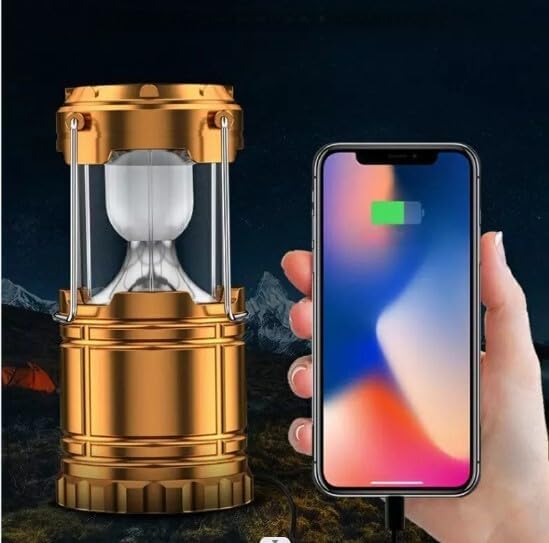 AlphaDesignLux – Linterna LED portátil plegable para campamento, ligera, impermeable, recargable por USB, kits de supervivencia para interiores y