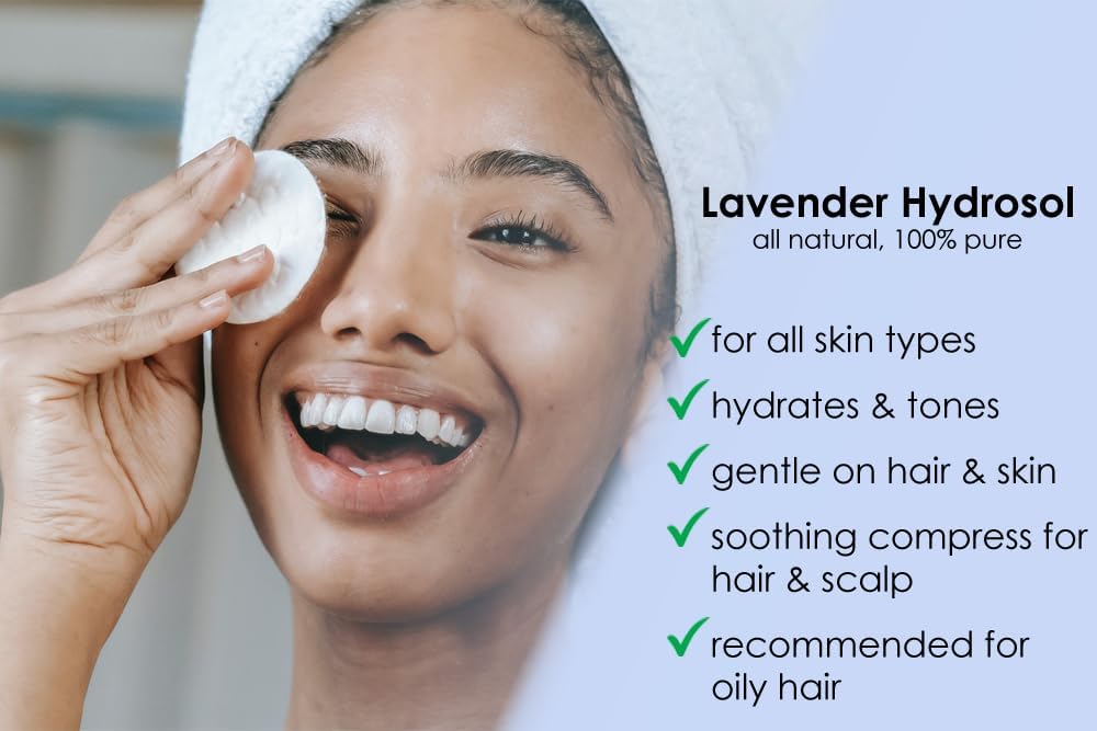 Lavender Hydrosol (agua floral)  jarra de plástico de 8 onzas líquidas con tapa  100% puro (no aceite)