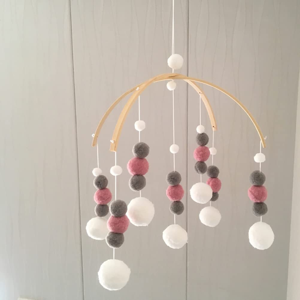 Cuna de bebé móvil de madera, campanilla de viento, bola de fieltro, campana de cama colgante, decoración de guardería para niñas y niños,