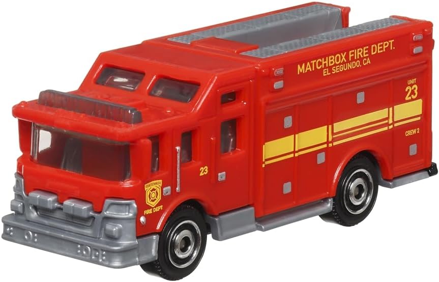 Matchbox Collectors – Juego de enganche y transporte fundido a presión para 70 años de aniversario, MBX Fire Rescue Fire  Motor de escuadrón de