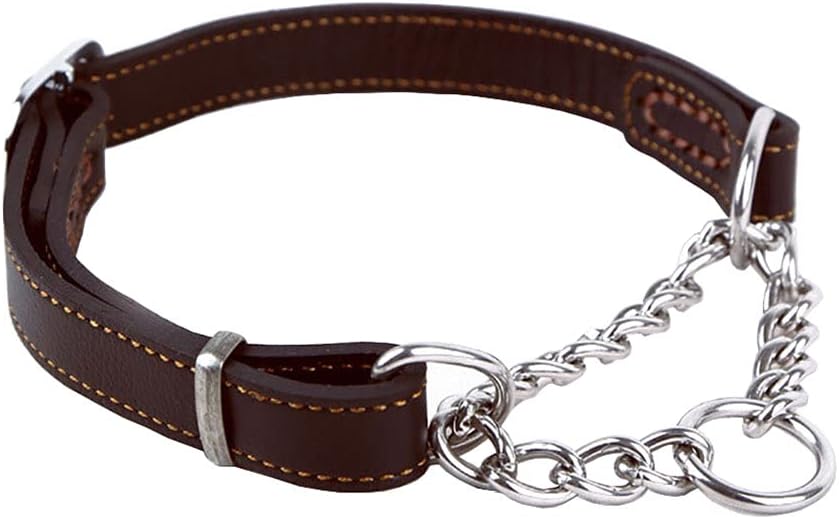 Love Dream Martingale – Collar de entrenamiento de cuero para perros, cadena de acero inoxidable antiescape, sin tirones, para perros medianos y