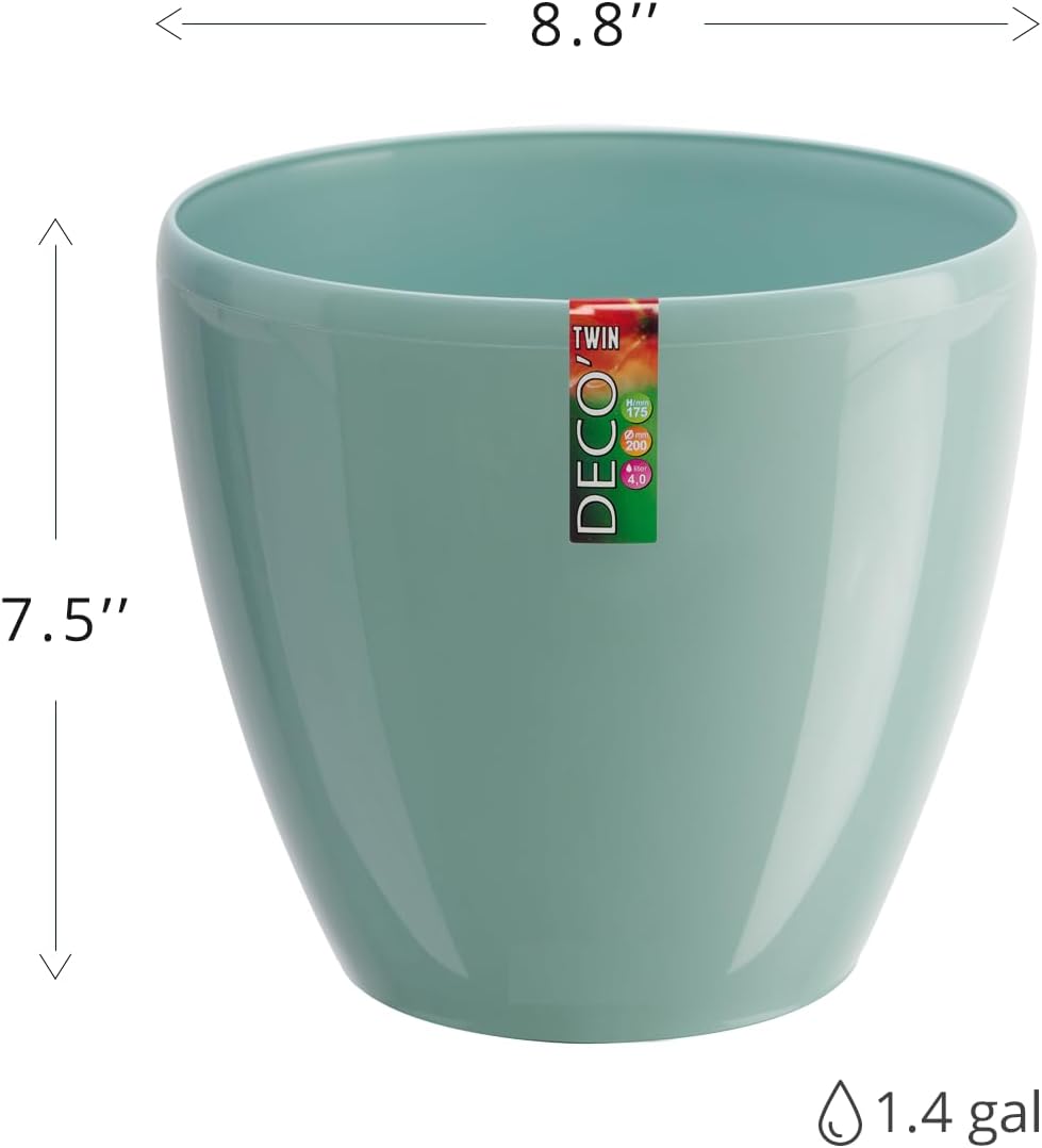 Paquete de 3 macetas de riego automático – Maceta decorativa para interiores y exteriores con cartucho de drenaje e indicador de nivel de agua (8.8
