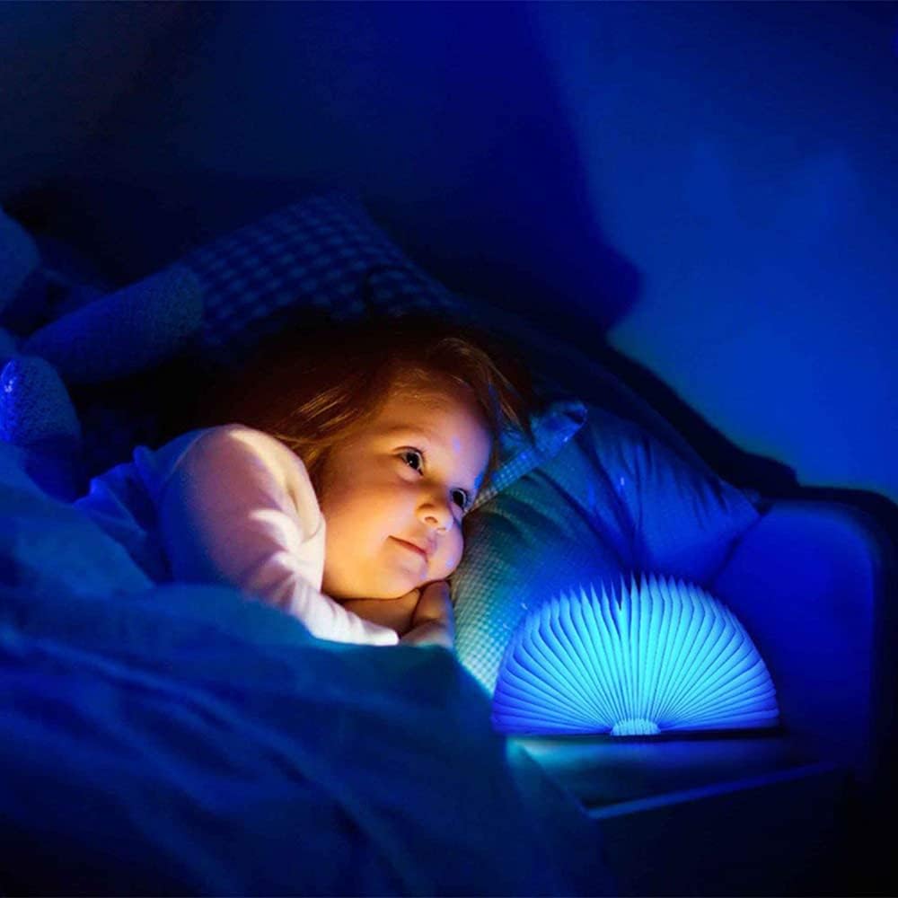 Lámpara de libro plegable novedad lámpara de mesa de madera portátil luz de escritorio LED linterna de papel con USB recargable para regalo