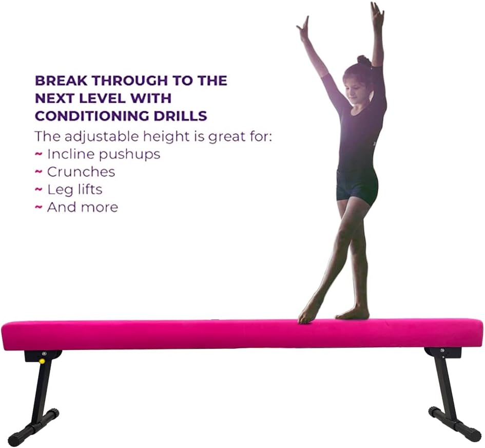 Viga de equilibrio ultra ajustable y plegable de 6 pies, equipo de gimnasia de gamuza alto y bajo, no requiere herramientas, viga de gimnasia para