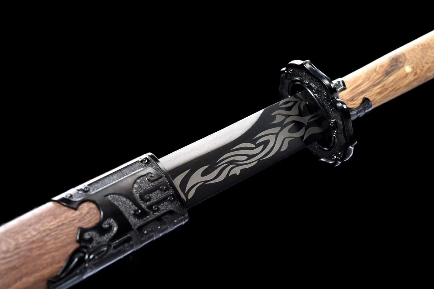 Espada de águila china real, espada ancha (hoja de acero forjada de alto carbono, accesorios de aleación, vaina de palisandro)