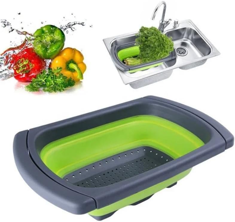 AG Colador plegable de 9 cuartos de galón, colador sobre el fregadero, coladores de verduras y frutas, coladores con asas extensibles, nuevos