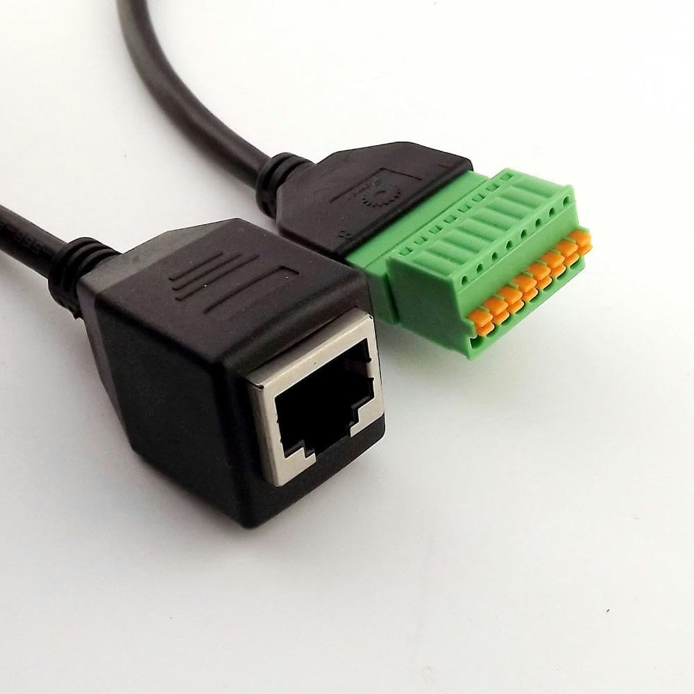 for 2pcs RJ45 Ethernet Female to 8 Pin AV Terminal Spring Solderless Block Cable 25cm