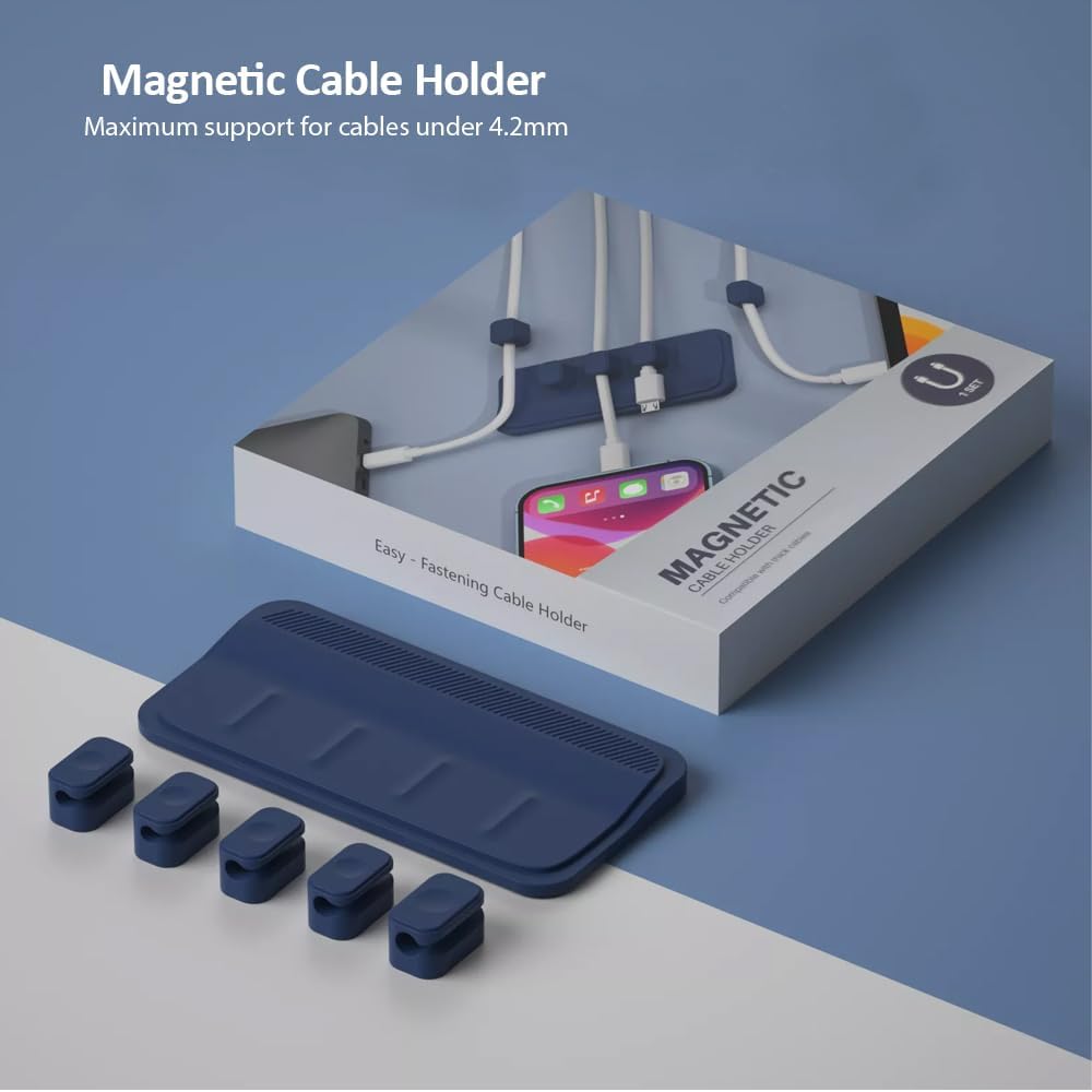 Dacobay – Soporte magnético para cables de escritorio, multiusos, 5 clips (diámetro exterior de 0.118-0.165 in) para Lightning, USB-C, micro cable,