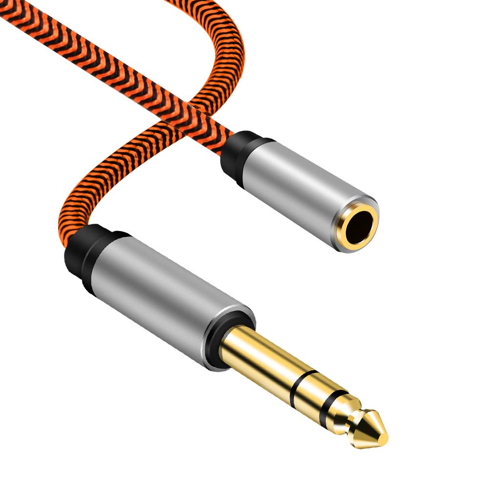 Adaptador de auriculares 3.5 macho a hembra de 12 pies, LiuTian TRS de 14 a 0.138 in, cable estéreo de 0.250 in 14 macho a 0.138 in 18 hembra para
