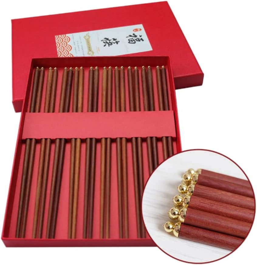 10 pares de palillos de madera dura reutilizables tallados a mano, palillos de madera natural, palillos chinos de alta calidad, adecuados para