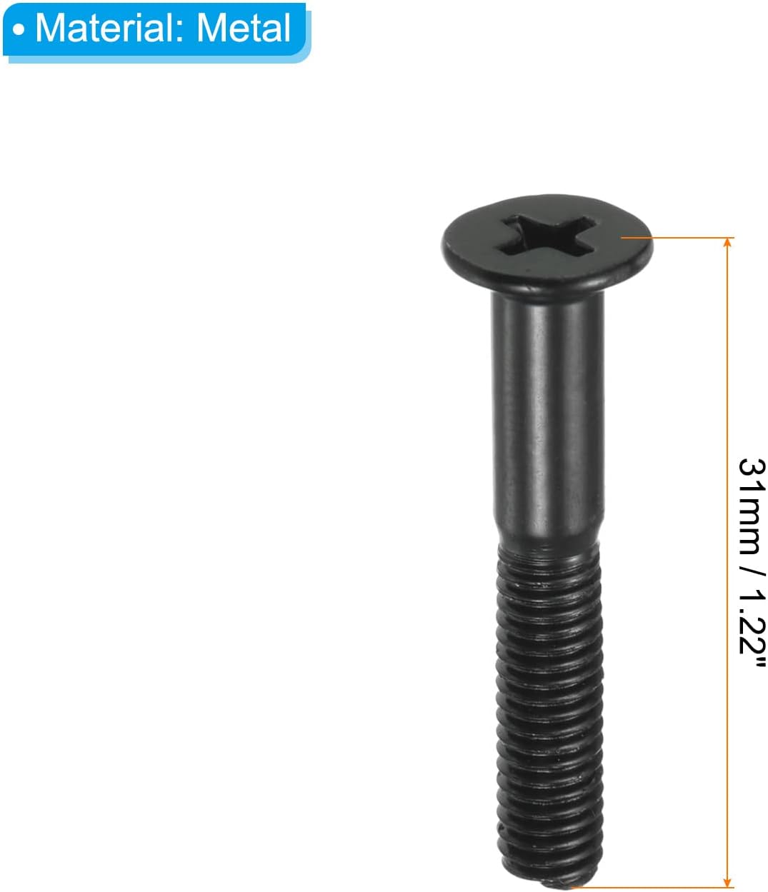 PATIKIL Kit de herramientas para monopatín, tornillos de montaje de 1.22 pulgadas, juego de tuercas para Longboard Cruiser, color negro
