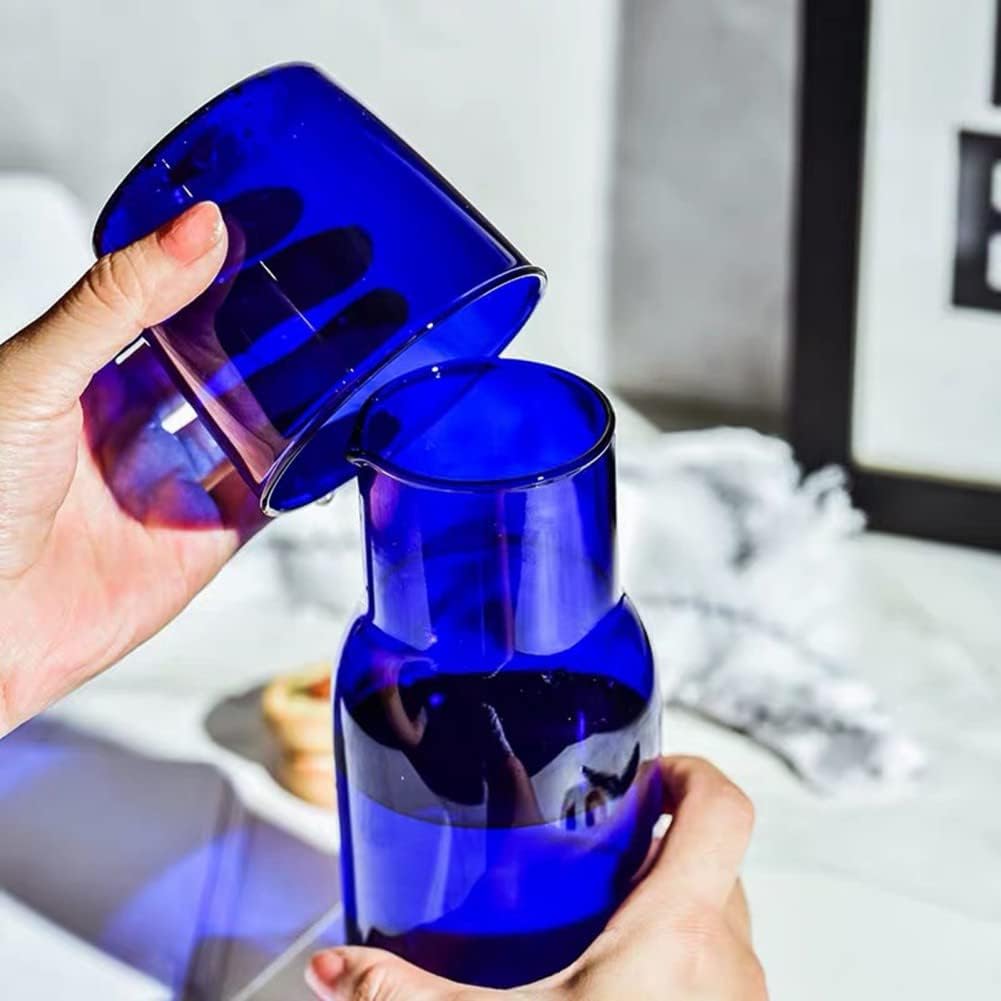 Ochine Jarra de agua de noche con vidrio, juego de jarra de noche y vidrio, jarra de agua nocturna con vaso, jarra de agua de vidrio transparente