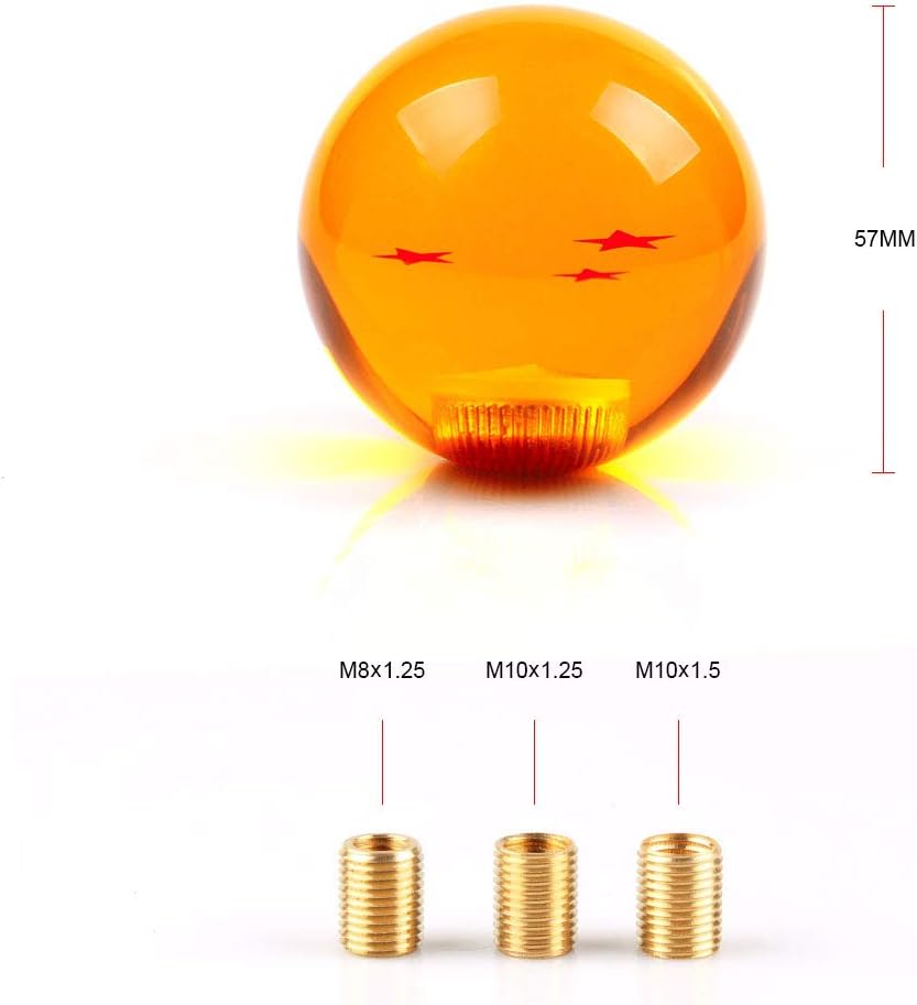 RASTP Dragon Ball Z Star – Pomo de palanca de cambios manual universal con adaptador para la mayoría de automóviles (3 estrellas)