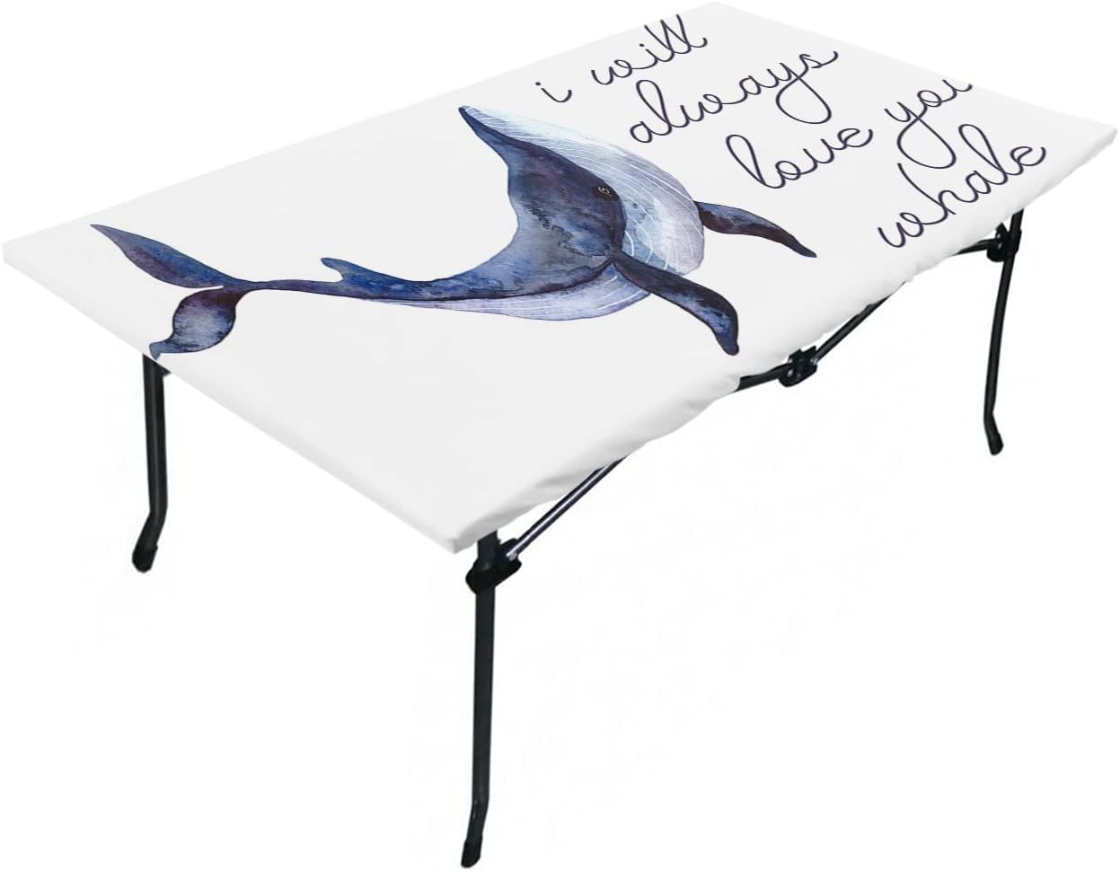 Mantel rectangular con diseño de ballena, elástico e impermeable para mesas de 3 pies, mantel impermeable para fiestas, pícnic, campamento,