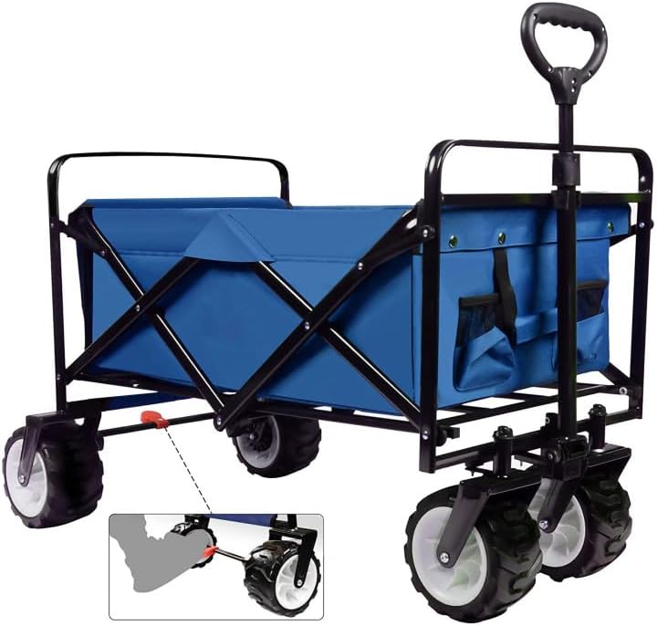 Carrito plegable todo terreno con ruedas grandes, capacidad de 350 libras, resistente, ampliado, plegable, para playa, jardín, con freno y mango