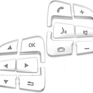 Mercedes Benz – Fundas para botón de volante, 12 unidades, ABS cromados, adhesivos para A B, GLA, CLA, GLS, GLE CLS, SL Class Mercedes Benz – Fundas para botón de volante, 12 unidades, ABS cromados, adhesivos para A B, GLA, CLA, GLS, GLE CLS, SL Class