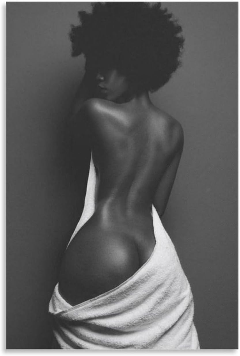 MQISNOHA Póster de arte de pared sexy de mujer negra negra afroamericana, pinturas artísticas en lienzo, decoración de pared, decoración del hogar,