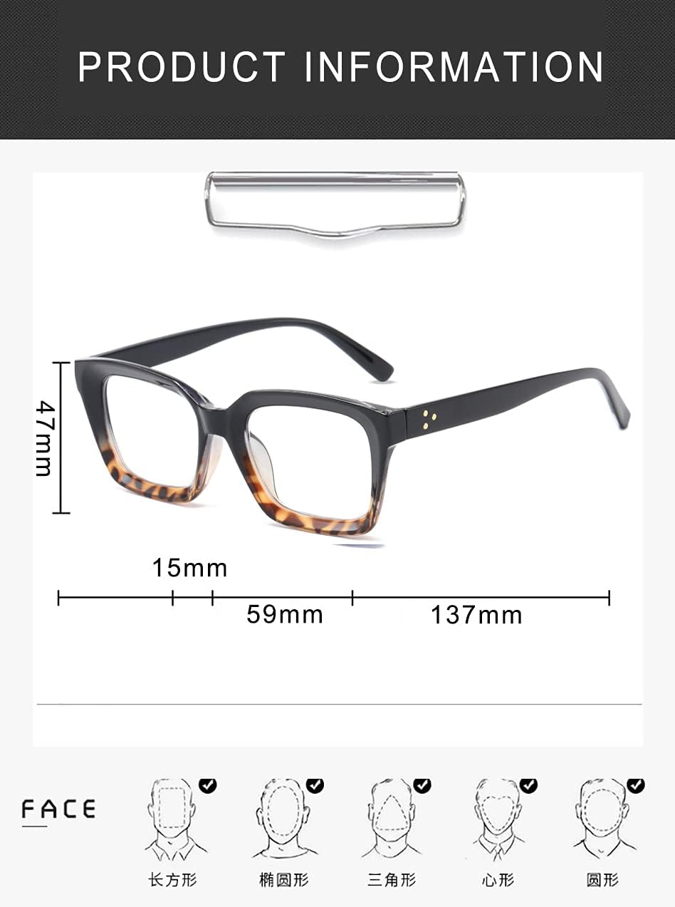 REAVEE Paquete de 4 lentes de lectura de gran tamaño estilo Oprah para mujeres y hombres, bloqueo de luz azul, para damas elegantes retro cuadrados